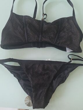 Beach Bunny Black /nude two Tone Two-Piece Bikini Set